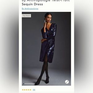Anthropologie- Navy blue sequin wrap dress